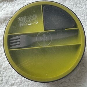 Pampered Chef Salad Cutting Bowl Set Includes Fork And Spoon And Salad Container